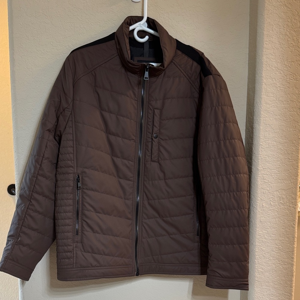 Murano Men's Brown Quilted Puffer Jacket Sz XL